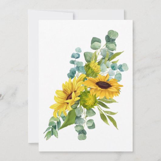 Sonnenblumen Eukalyptus-Kalligrafie Einladung (Rückseite)