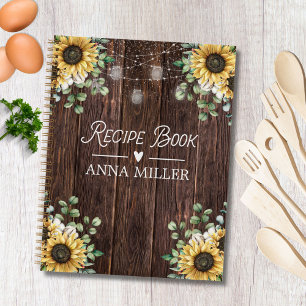 Sonnenblumen-Eukalyptus-Lichterkette Rezeptbuch Notizblock