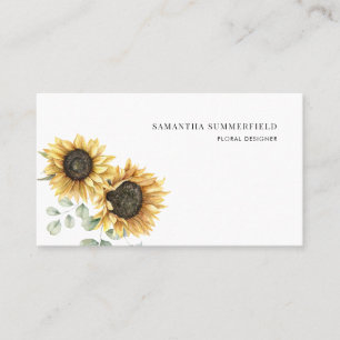 Sonnenblumen Eukalyptus Minimalist Florist Visitenkarte