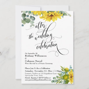 Sonnenblumen-Eukalyptus nach der Hochzeitsfeier Einladung
