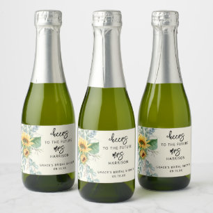 Sonnenblumen-Eukalyptus Prost Hochzeitsdusche-Gesc Schaumweinetikett