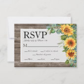 Sonnenblumen Eukalyptus Rustic Wood Wedding RSVP Karte (Vorderseite)