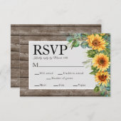 Sonnenblumen Eukalyptus Rustic Wood Wedding RSVP Karte (Vorne/Hinten)