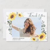 Sonnenblumen Eukalyptus Rustikal 4 FOTO Abschluss Dankeskarte (Vorderseite)