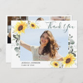 Sonnenblumen Eukalyptus Rustikal 4 FOTO Abschluss Dankeskarte (Vorne/Hinten)