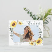 Sonnenblumen Eukalyptus Rustikal 4 FOTO Abschluss Dankeskarte (Stehend Vorderseite)