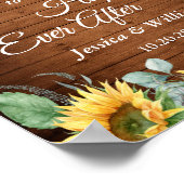 Sonnenblumen Eukalyptus Rustikale Hochzeitsbegrüßu Poster (Ecke)