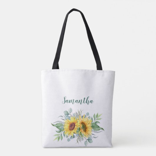 Sonnenblumen Eukalyptus Rustikale Mutter des Bräut Tasche (Rückseite)