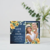 Sonnenblumen Eukalyptus Rustische Hochzeit retten Postkarte (Stehend Vorderseite)