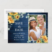 Sonnenblumen Eukalyptus Rustische Hochzeit retten Postkarte (Vorne/Hinten)