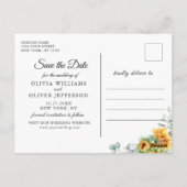 Sonnenblumen Eukalyptus Rustische Hochzeit retten Postkarte (Rückseite)
