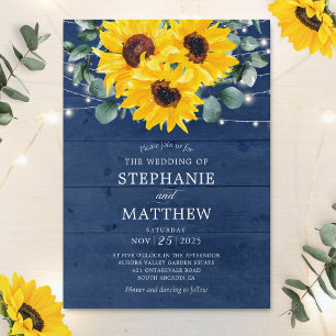 Sonnenblumen Eukalyptus String Lights Hochzeit der Einladung