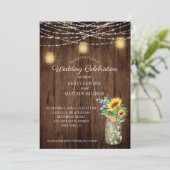 Sonnenblumen Eukalyptus String Lights Mason Jars Einladung (Stehend Vorderseite)