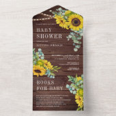 Sonnenblumen Eukalyptus Verlasse Barn Wood Baby Du All In One Einladung (Innen Boden)