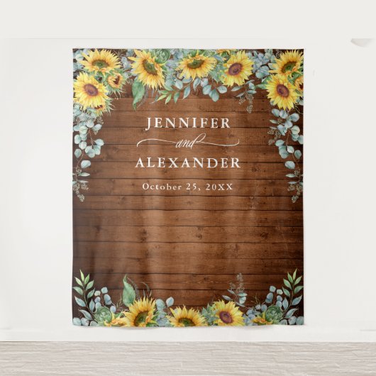 Sonnenblumen Eukalyptus Wedding Foto Stand Hinterg Wandteppich (Vorderseite)