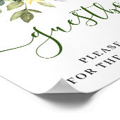 Sonnenblumen Eukalyptus Wedding Sign Unser Gästebu Poster (Ecke)