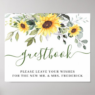 Sonnenblumen Eukalyptus Wedding Sign Unser Gästebu Poster