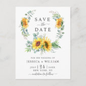 Sonnenblumen Eukalyptus Wreath Wedding Save the Da Postkarte (Vorderseite)