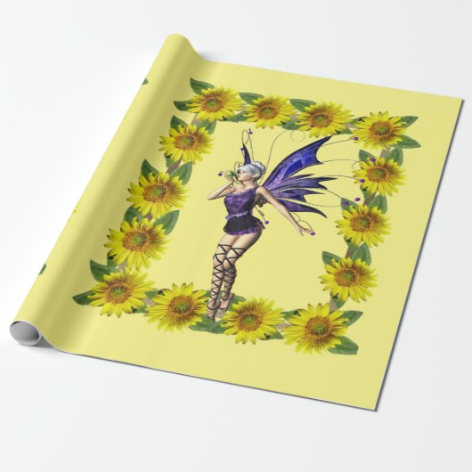 Sonnenblumen Fairy Matte Wrapping Papier Geschenkpapier (Ungerollt)