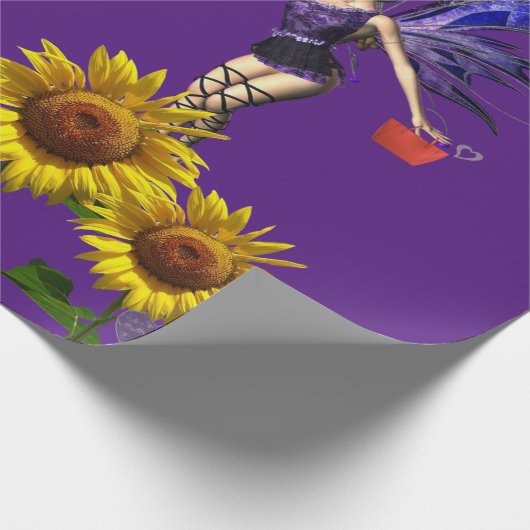 Sonnenblumen Fairy Red Hearts Matte Wrapping Paper Geschenkpapier (Ecke)