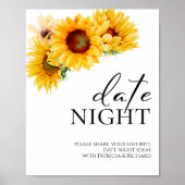 Sonnenblumen Fall Brautparty Datum Nacht Jar Zeich Poster (Vorne)