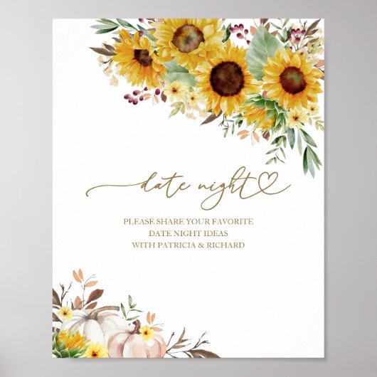 Sonnenblumen Fall Brautparty Datum Nacht Jar Zeich Poster (Vorne)