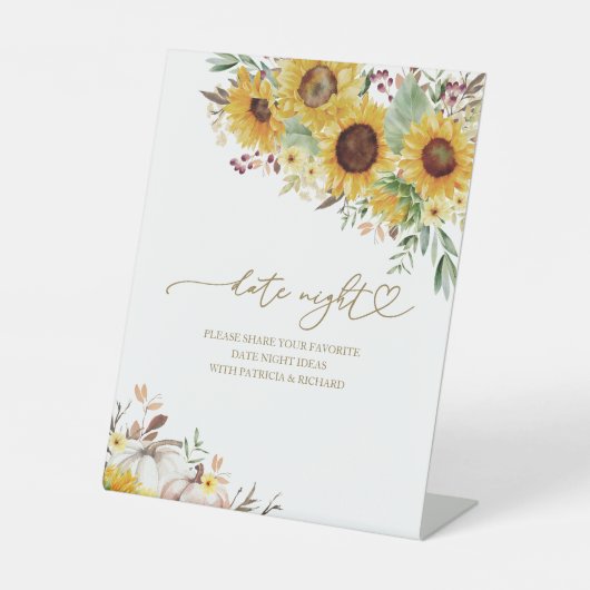 Sonnenblumen Fall Brautparty Datum Nacht Jar Zeich Sockelschild (Vorderseite)