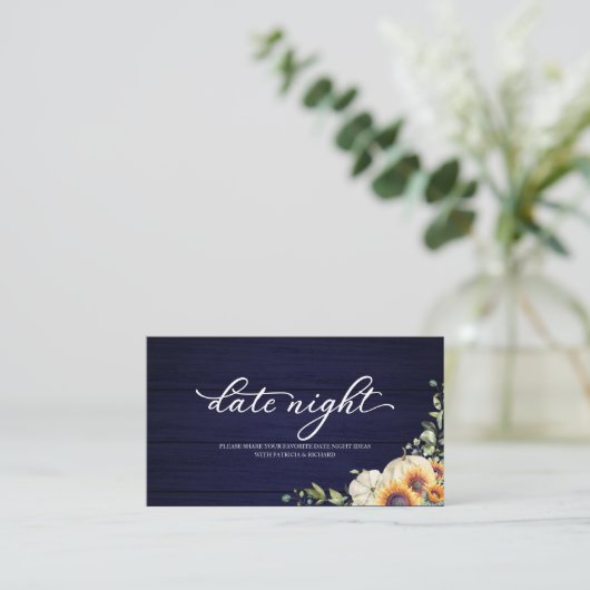 Sonnenblumen Fall Brautparty Datum Nachtkarten Begleitkarte (Stehend Vorderseite)