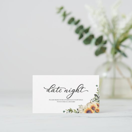 Sonnenblumen Fall Brautparty Datum Nachtkarten Begleitkarte (Stehend Vorderseite)