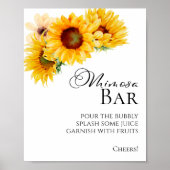 Sonnenblumen Fall Brautparty Mimosa Bar Sign Poster (Vorne)