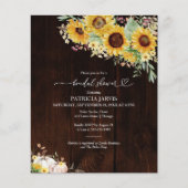 Sonnenblumen Fall Budget Bridal Dusche Einladungen Flyer (Vorne)