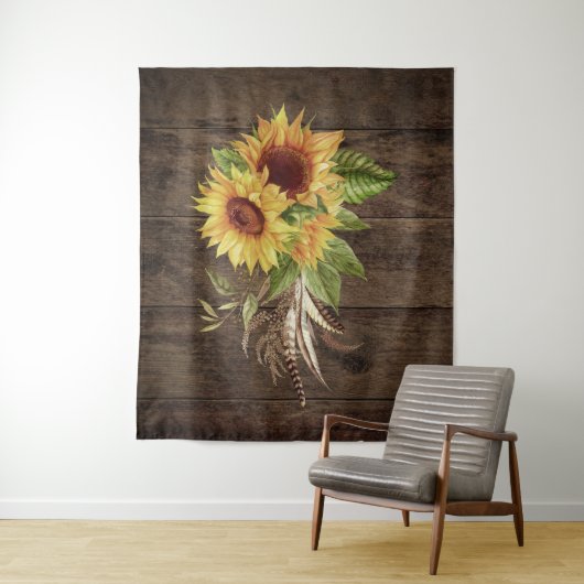Sonnenblumen Fall Foto Texturierte Hochzeiten Hint Wandteppich (Beispiel)