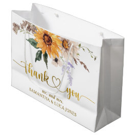 Sonnenblumen Fall in Liebe Gold Foil Gastgeschenk Große Geschenktüte