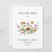 Sonnenblumen Fall Wassercolor Florals Save the Dat Date (Vorderseite)