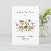 Sonnenblumen Fall Wassercolor Florals Save the Dat Date (Stehend Vorderseite)
