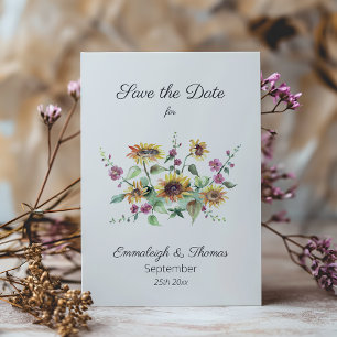 Sonnenblumen Fall Wassercolor Florals Save the Dat Date