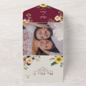 Sonnenblumen Fall Wildblume Burgund Hochzeit All In One Einladung (Außenbereich)