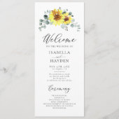 Sonnenblumen fallen florale Eukalyptus-Hochzeit Programm (Vorderseite)