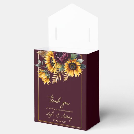 Sonnenblumen fallen Sommer Hochzeitsburgund Geschenkschachtel (Geöffnet)