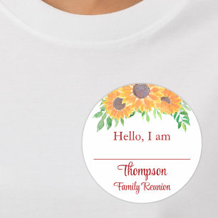 Sonnenblumen-Familientreffen Namensschild Runder Aufkleber