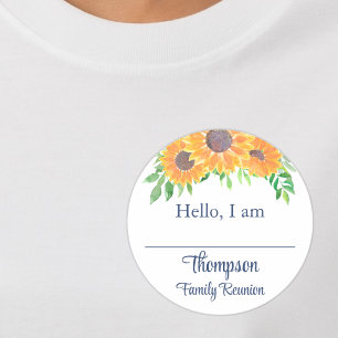 Sonnenblumen-Familientreffen Namensschild Runder Aufkleber