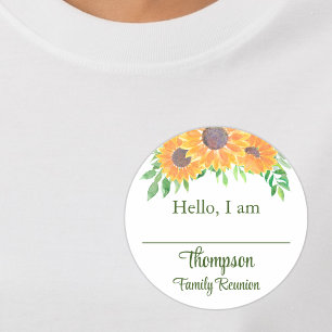 Sonnenblumen-Familientreffen Namensschild Runder Aufkleber