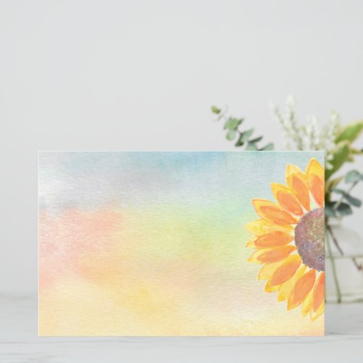 Sonnenblumen farbiges Aquarellpapier (Stehend Vorderseite)