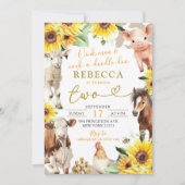 Sonnenblumen-Farm Tiere Sommer Kind's Geburtstag Einladung (Vorderseite)