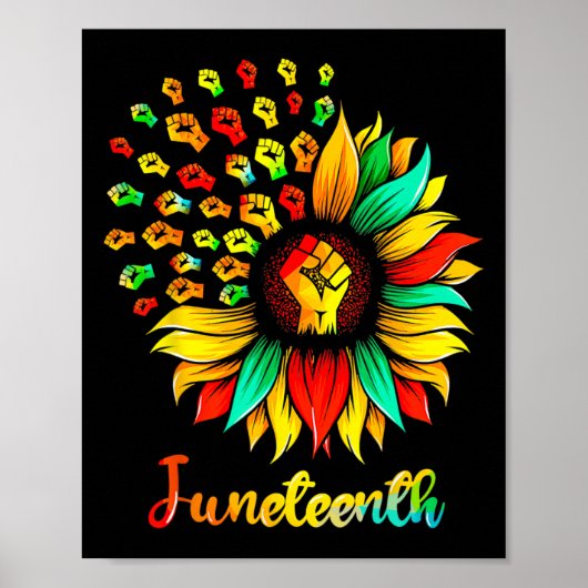 Sonnenblumen-Faust Juneteenth Schwarze Geschichte Poster (Vorne)