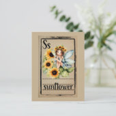 Sonnenblumen Fee Postkarte (Stehend Vorderseite)