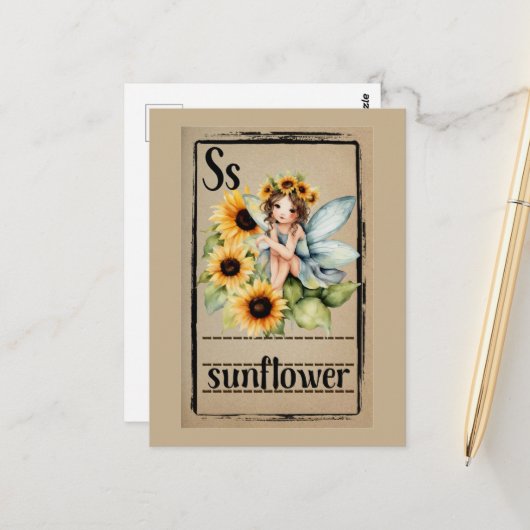 Sonnenblumen Fee Postkarte (Vorderseite/Rückseite Beispiel)
