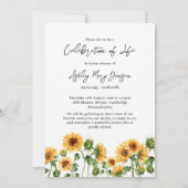 Sonnenblumen Feier zum Foto des Lebens Beerdigung Einladung (Rückseite)