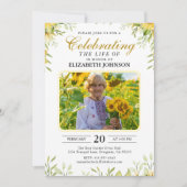 Sonnenblumen Feier zum Gedenkfest zur Beerdigung d Einladung (Vorderseite)