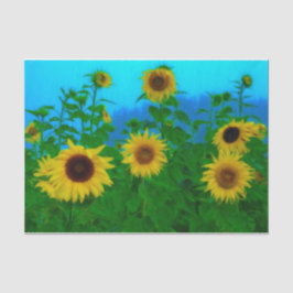 Sonnenblumen Feld Art Blue Sky Gelbe Grüne Gartena Seidenpapier